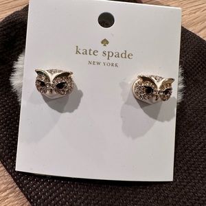 NEW Kate Spade owl fur backing earrings